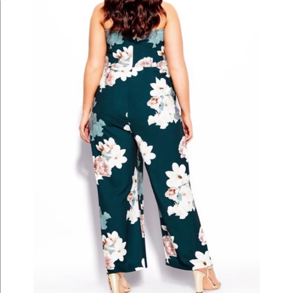NWT City Chic Emerald Floral Jumpsuit - Picture 2 of 5